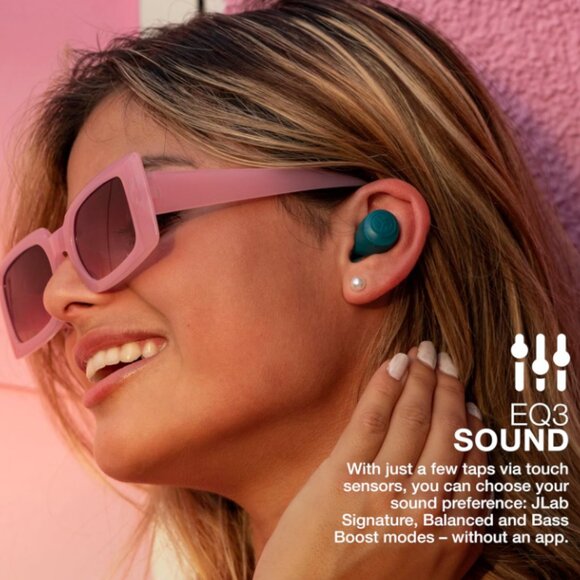 JLab Go Air Pop – Teal Bluetooth Earbuds, Dual Connect - Picture 3 of 9
